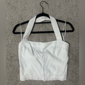 Linen crop halter top